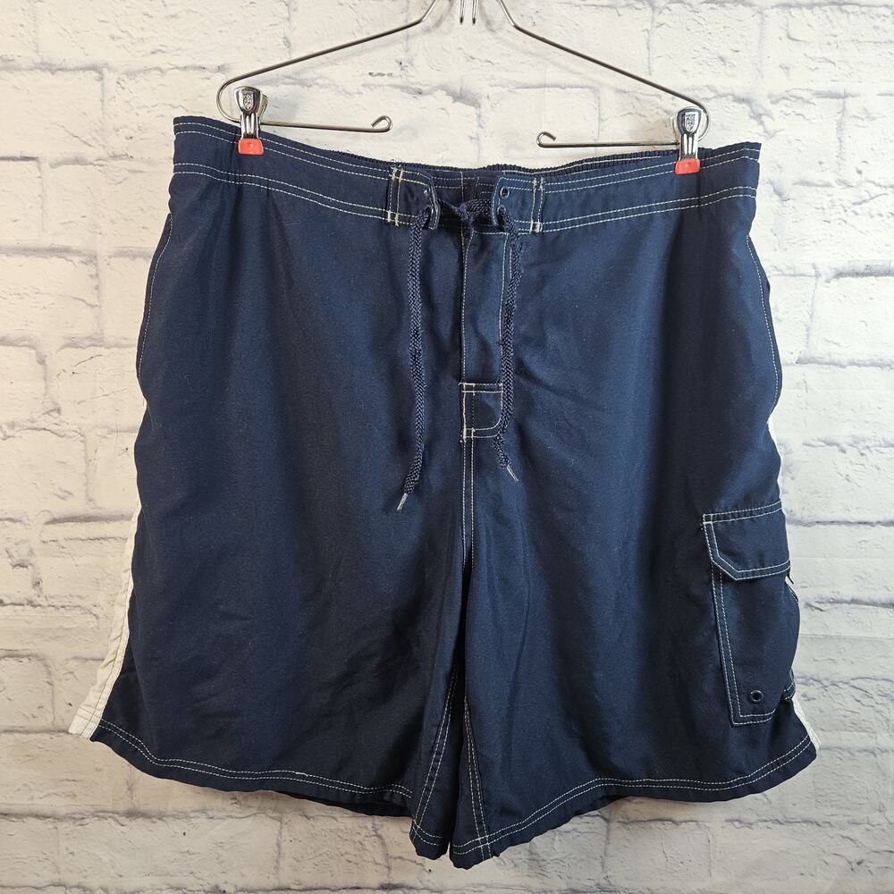 Big Dogs Swim Trunks Mens 1X Blue Dogs Beach Mesh Lined Elastic Waist Drawstring